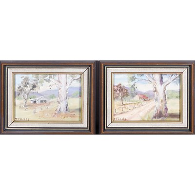 Two Small Vintage Landscape Oils on Board - Signed Lower Left D. Jacobs