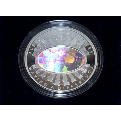 2003 Fine Silver Proof $5 Finale Coin - Australias Volunteers - Holographic