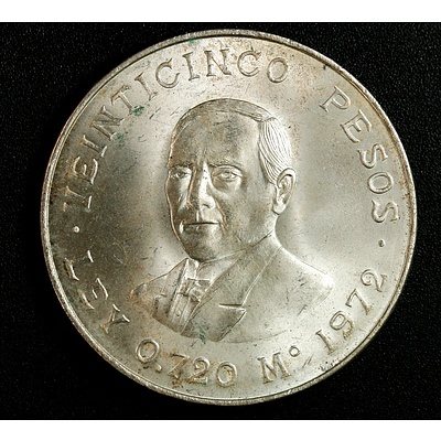 1972 Mexico Silver 25 Pesos Coin
