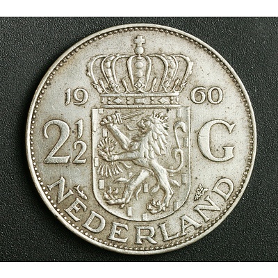 1960 Netherlands Silver 2.5 Gulden Coin