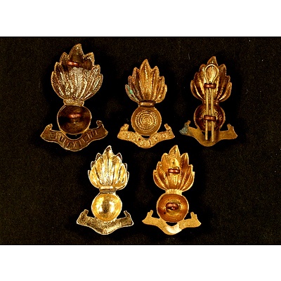 5x Royal Artillery Collar Badges