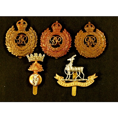 5x British Regiment Cap Badges