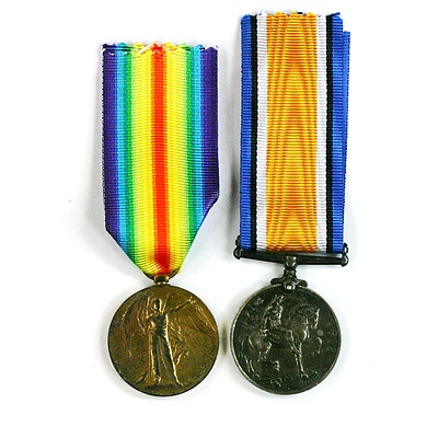 A Pair of British WWI Medals Issued to PTE A. Burrows Machine Gun Corps