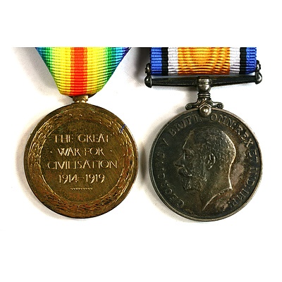 A Pair of British WWI Medals Issued to PTE A. Burrows Machine Gun Corps
