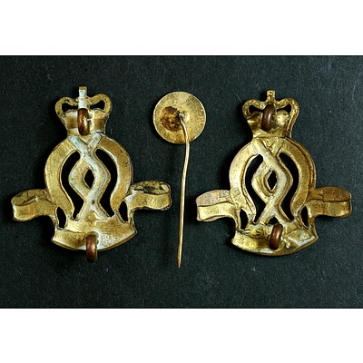 A Pair of Brass Royal Military College Badges and a 1963 Graduation Pin