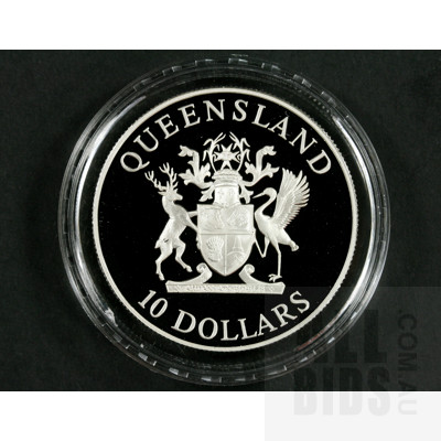 1989 $10 Silver Proof Coin - State Series Queensland