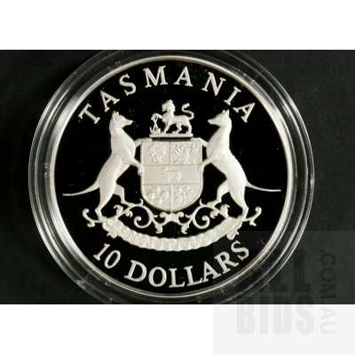 1991 $10 Silver Proof Coin - State Series Tasmania