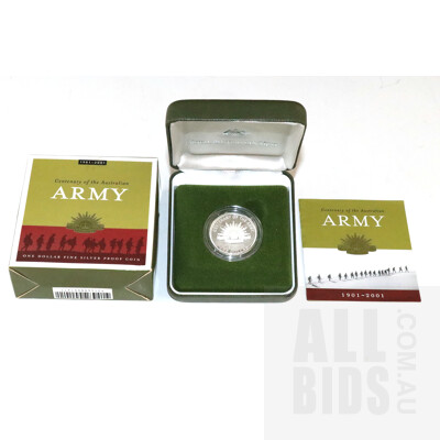 2001 $1 Silver Proof Coin - Centenary of the Australian Army