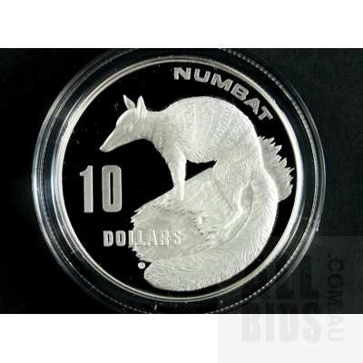 1995 $10 Silver Proof Coin - Australia's Endangered Species - Numbat