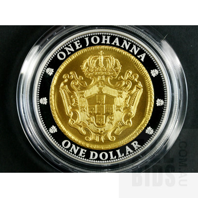 2007 $1 Selectively Gold Plated Silver Coin - 1732 One Johanna Subscription Coin