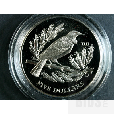 1995 New Zealand $5 Brilliant Uncirculated Coin - Tui