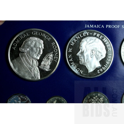 1977 Jamaica Proof Set Incl Silver $5 and $10