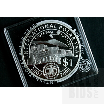 2007 New Zealand $1 Silver Proof Coin - International Polar Year