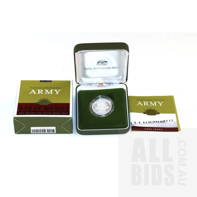 2001 $1 Silver Proof Coin - Centenary of the Australian Army