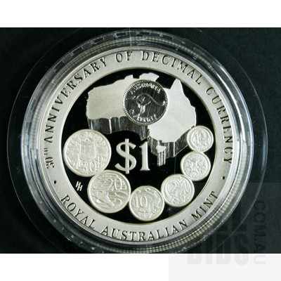 1996 $1 Silver Proof Coin - 30th Anniv of Decimal Currency