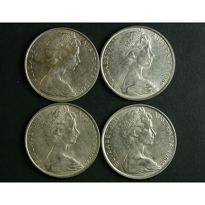 Australia Silver 1966 50 Cent Coins (x4)