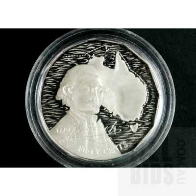 1989 Silver Proof 50c Coin - Captain Cook from Masterpieces in Silver