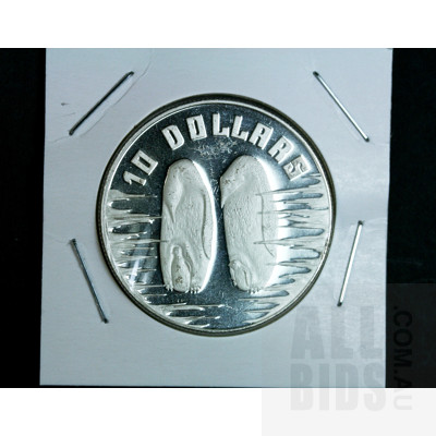 1992 $10 Silver Proof Silver Coin - Emperor Penguin - Piedfort