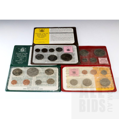 3x New Zealand Coin Sets 1969, 1977 and 1980