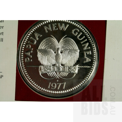 1977 Papua New Guinea 10 Kina Silver Coin Commemorative Cover & 1975 Coin Set
