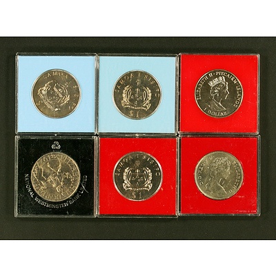 6 Crown-sized Commemorative Coins - Samoa Pitcairn UK