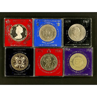 6 Crown-sized Commemorative Coins - UK