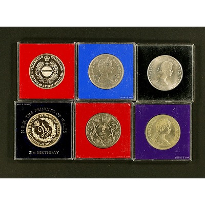 6 Crown-sized Commemorative Coins - UK