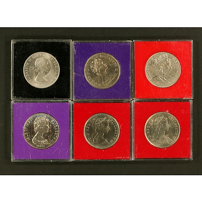 6 Crown-sized Commemorative Coins - UK Isle of Man