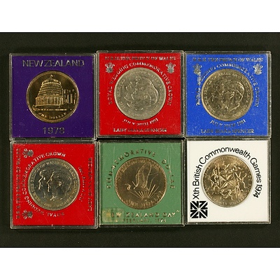 6 Crown-sized Commemorative Coins - UK NZ