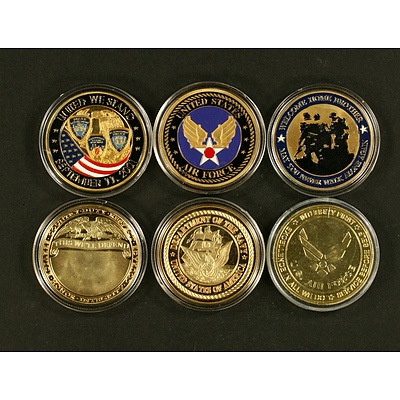 6 US Military Commemorative Coins