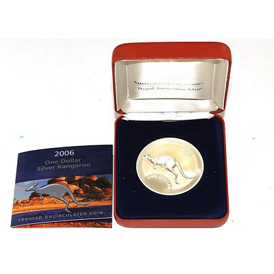 2006 1oz Silver Kangaroo $1 Frosted Uncirculated Coin - Royal Australian Mint
