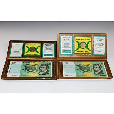 2x Last Two Dollar Note First Two Dollar Coin Sets