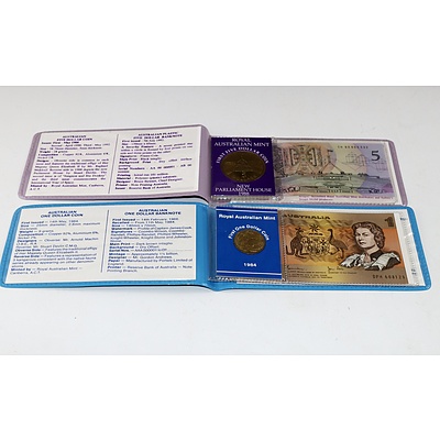 One Dollar Coin/Note Five Dollar Coin/Note Set