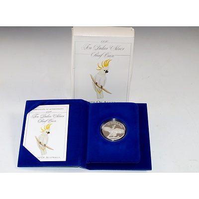 1990 $10 Silver Proof Coin - Birds of Australia - Cockatoo