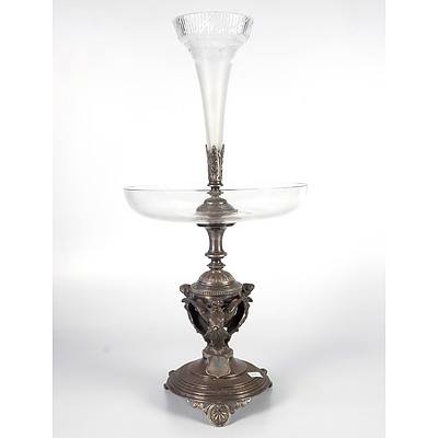Victorian Silver Plate and Glass Presentation Epergne of Australian Interest, Awarded by Burrangong P&A Assn. Young 1883 for the Best Four-In-Hand Team
