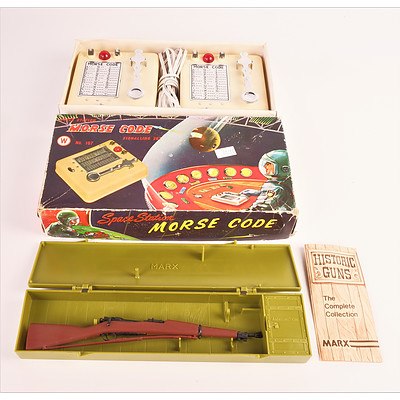 Retro Space Station Morse Code Signalling Set in Original Box and Vintage Model Springfield Rifle in Original Case (2)
