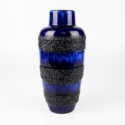 Retro West German Pottery Blue Lava Vase