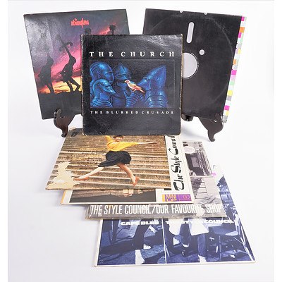 Quantity of Seven Vinyl 12 Inch LP Records Including New Order, The Church, The Stanglers and More