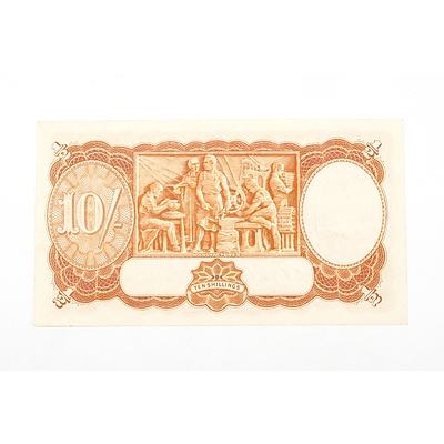 Australian 1952 Coombs/ Wilson Ten Shilling Banknote, R15 A89552436