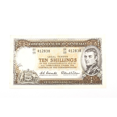 Australian 1961 Coombs/ Wilson Ten Shilling Banknote, R17 AH59412838