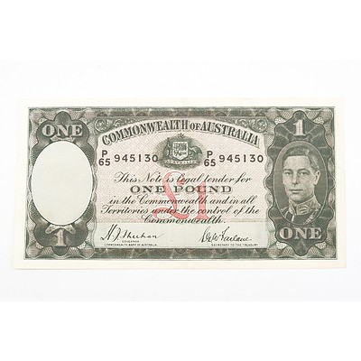 Australian 1938 Sheehan/ McFarlane One Pound Banknote, R29 P65945130