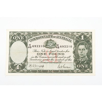  Australian 1942 Armitage/ McFarlane One Pound Banknote, R30a H48692210