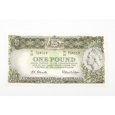 Australian 1961 Coombs/ Wilson One Pound Banknote, R33 HJ16704519