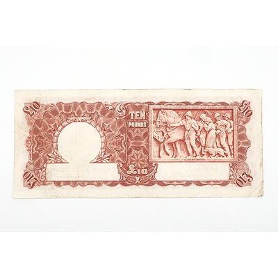 Australian 1952 Coombs/ Wilson Ten Pound Banknote, R61 V23569829
