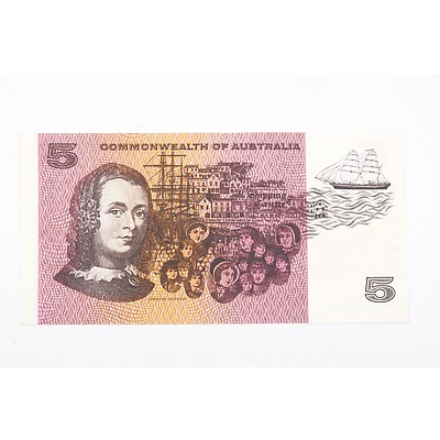 Australian 1968 Coombs/ Randall Five Dollar Banknote, R202 NAQ144746