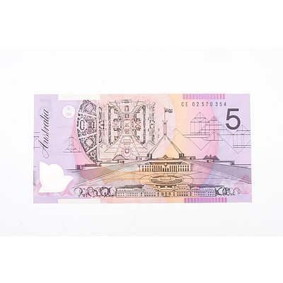 Australian McFarlane/ Henry Five Dollar Banknote, CE02570354