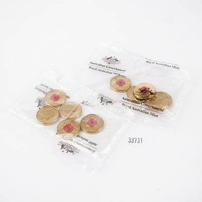 Two Sealed RAM Armistace Red Poppy $2 Coins