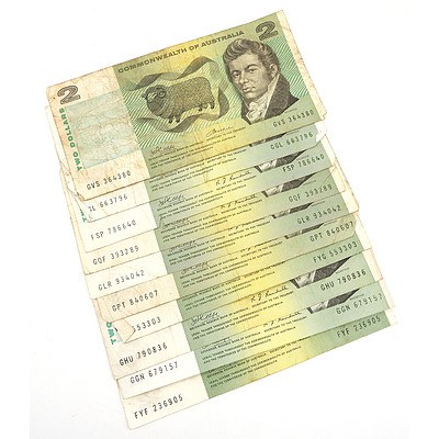 Ten Australian Phillips / Randall $5 Notes, Including FSP, GLR, GPT, GHU, FYF and More
