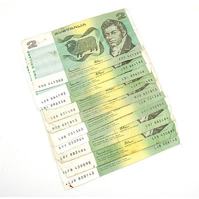 Ten Australian Johnston/ Fraser $5 Notes, Including KUU, LHB, KYY, LFB, LJR and More
