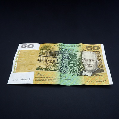 Australian Fraser/Cole $50 Note, WFZ 700052